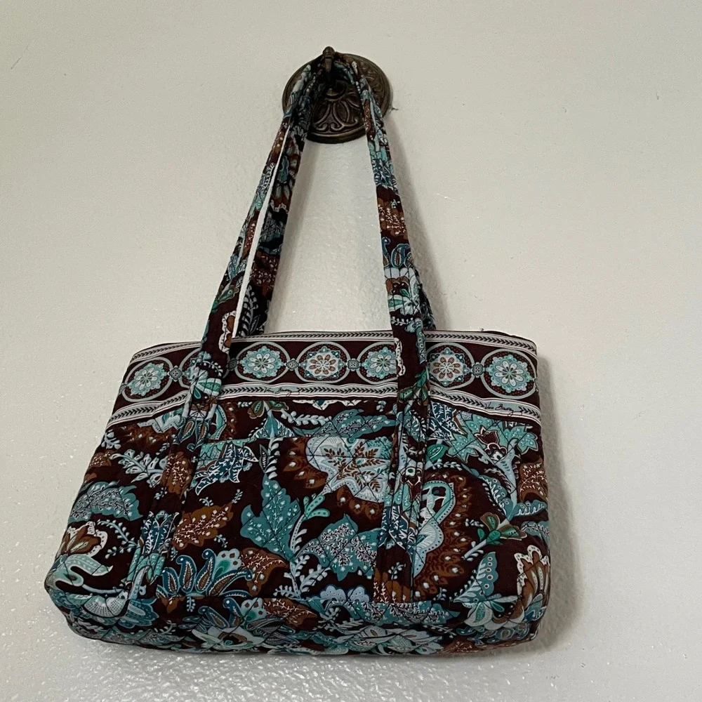 Vera Bradley Glenna Satchel Bag Night and Day Quilted Floral Paisley Tote